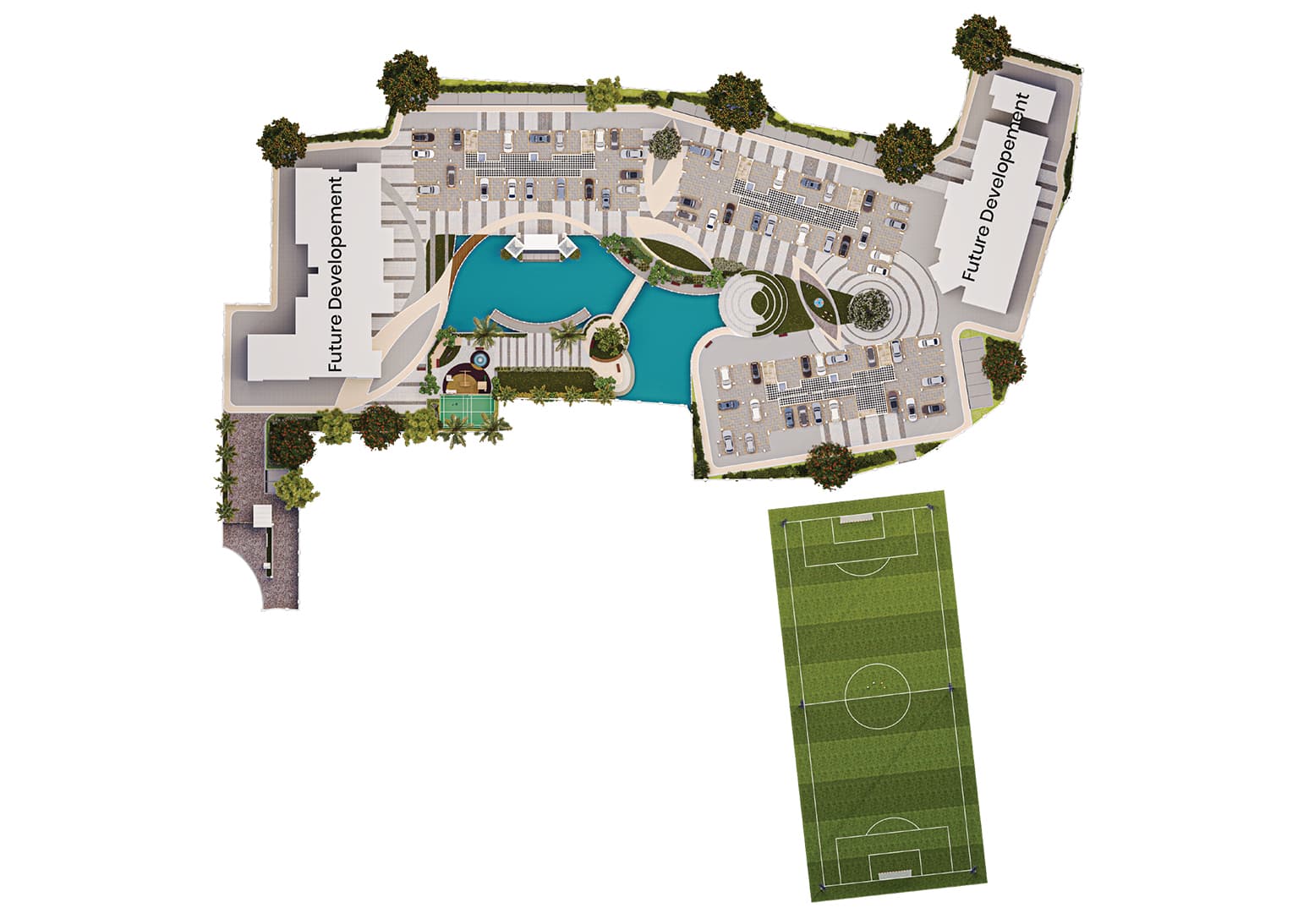 Ground floor and car parking layout